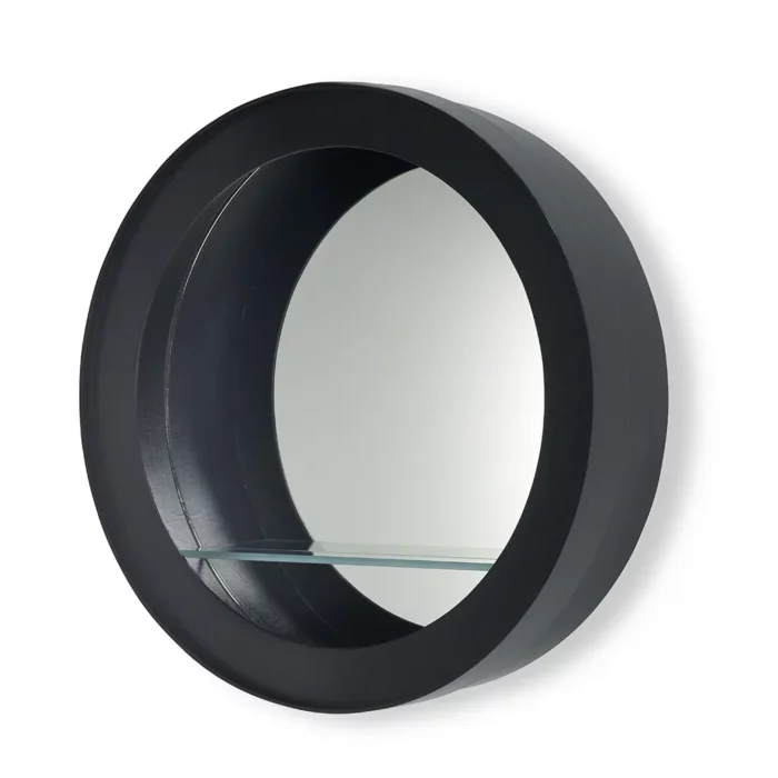 Miroir Aski en rond noir. Disponible chez Nordic Design Shop - Tapio Anttila