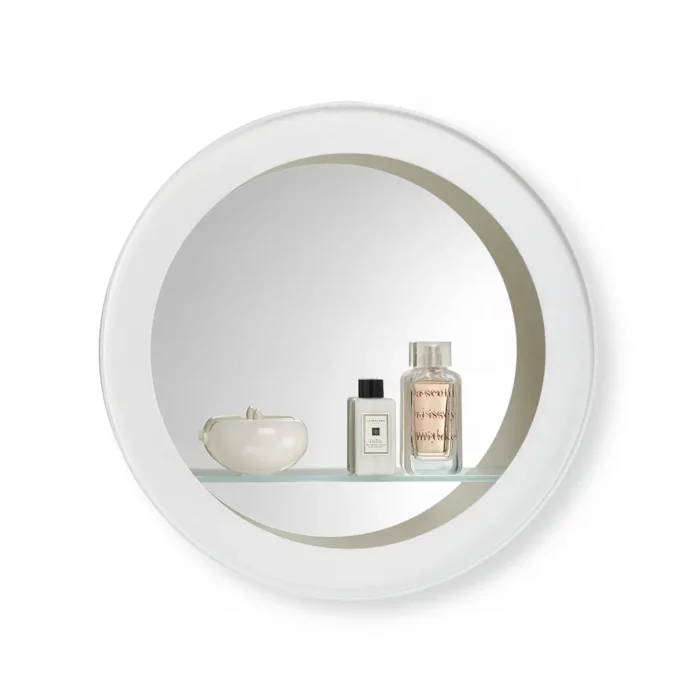 Miroir Aski - Miroir rond élégant et pratique. Disponible en noir, blanc ou naturel.