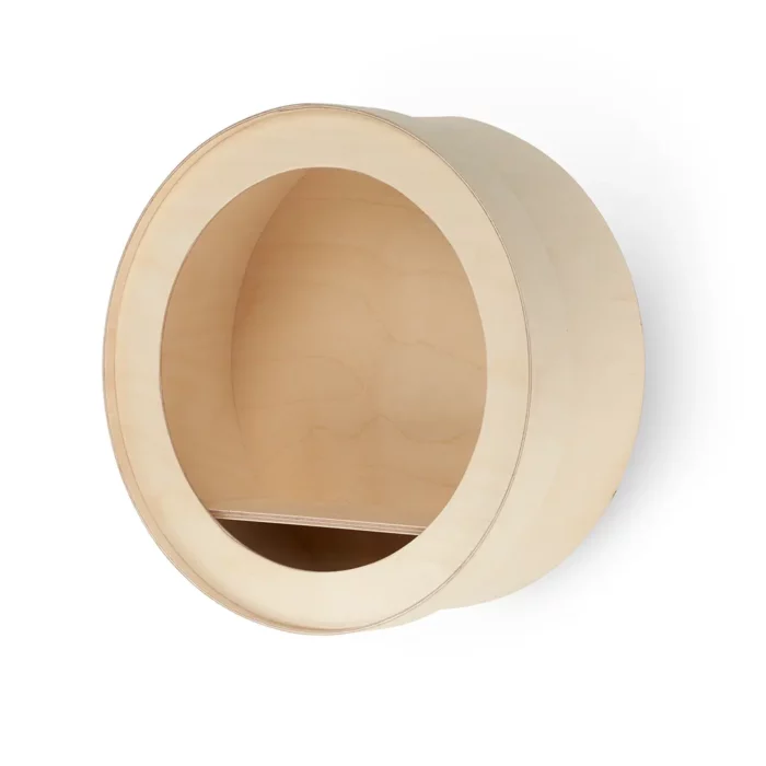 Étagère murale ronde Aski en bois naturel